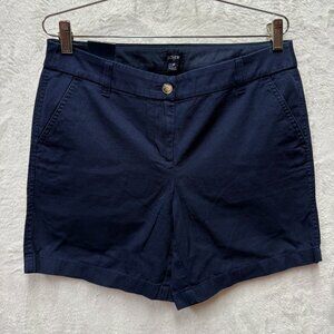 J.Crew 7" Classic Chino Shorts Womens 8 Navy Blue Cotton Stretch Preppy Mid Rise
